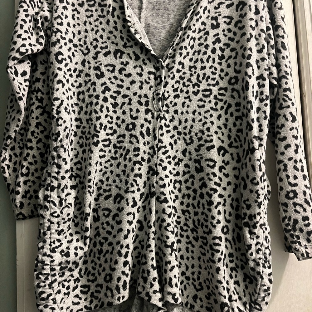 Leopard Print Women's Lounge Romper Black and Gray